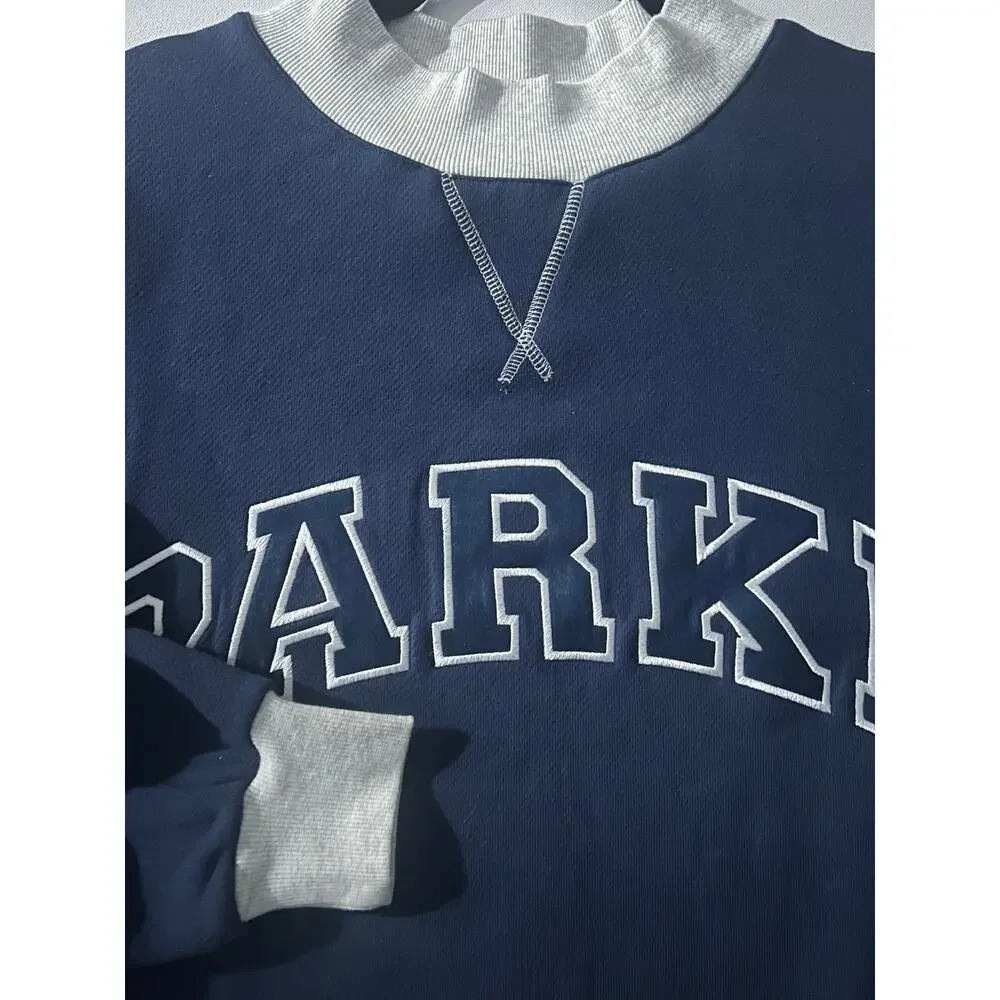 NEW Parke Heritage Back to School 2 Tone Mock. Navy/White w/Gray RIB. Size S/M. - Picture 4 of 10